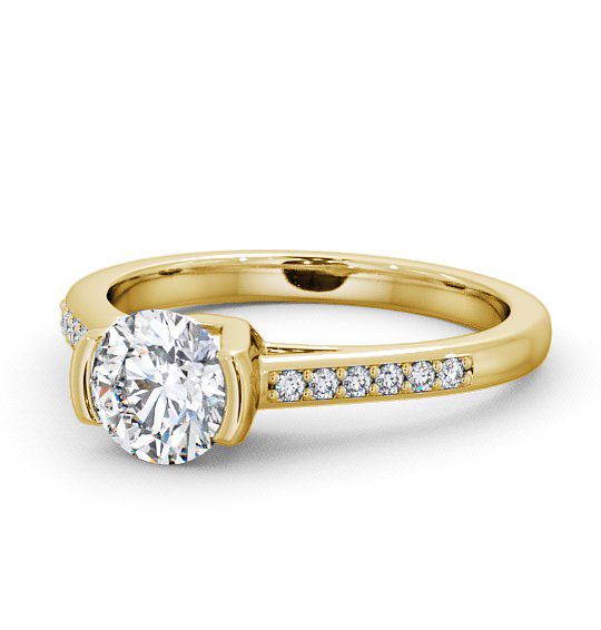  Round Diamond Engagement Ring 9K Yellow Gold Solitaire With Side Stones - Castell ENRD39S_YG_THUMB2 