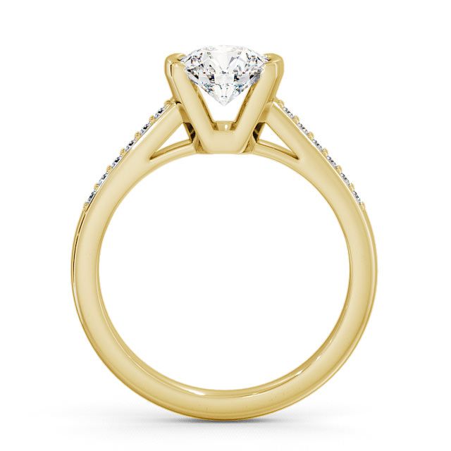 Round Diamond Engagement Ring 18K Yellow Gold Solitaire With Side Stones - Castell ENRD39S_YG_UP