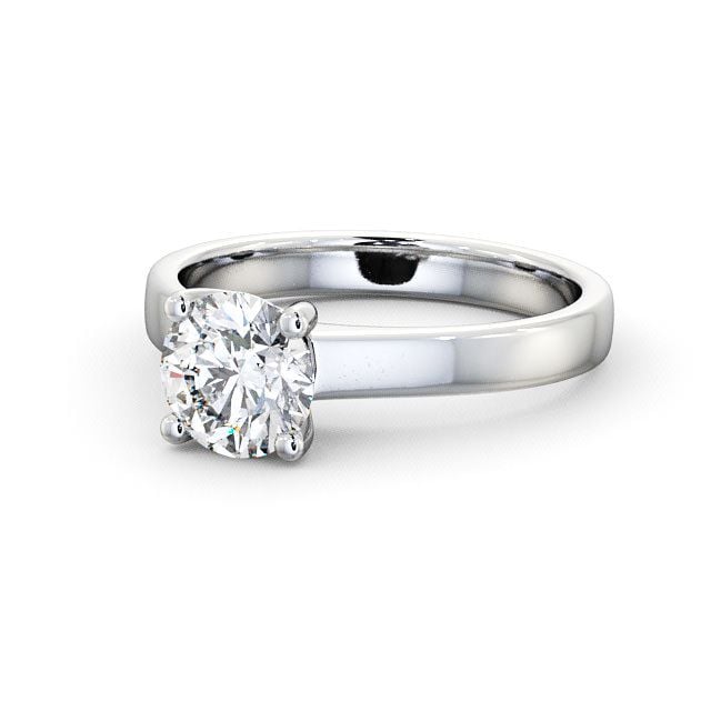 Round Diamond Engagement Ring 9K White Gold Solitaire - Juniper ENRD3_WG_FLAT