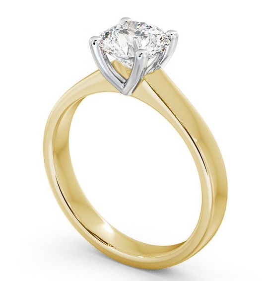 Round Diamond 4 Prong Engagement Ring 18K Yellow and White Gold Solitaire ENRD3_YWG_THUMB1 