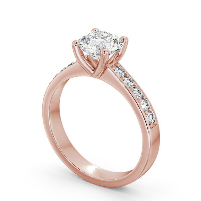 Round Diamond Engagement Ring 18K Rose Gold Solitaire With Side Stones - Danbury ENRD3S_RG_SIDE
