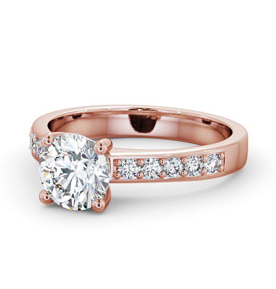 Round Diamond Classic Style Engagement Ring 18K Rose Gold Solitaire with Channel Set Side Stones ENRD3S_RG_THUMB2 