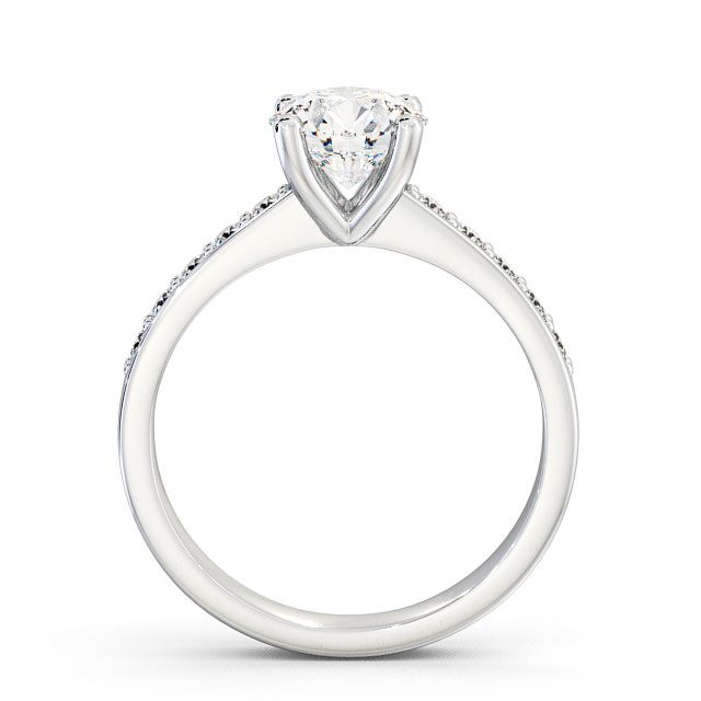 Round Diamond Engagement Ring 18K White Gold Solitaire With Side Stones - Danbury ENRD3S_WG_UP