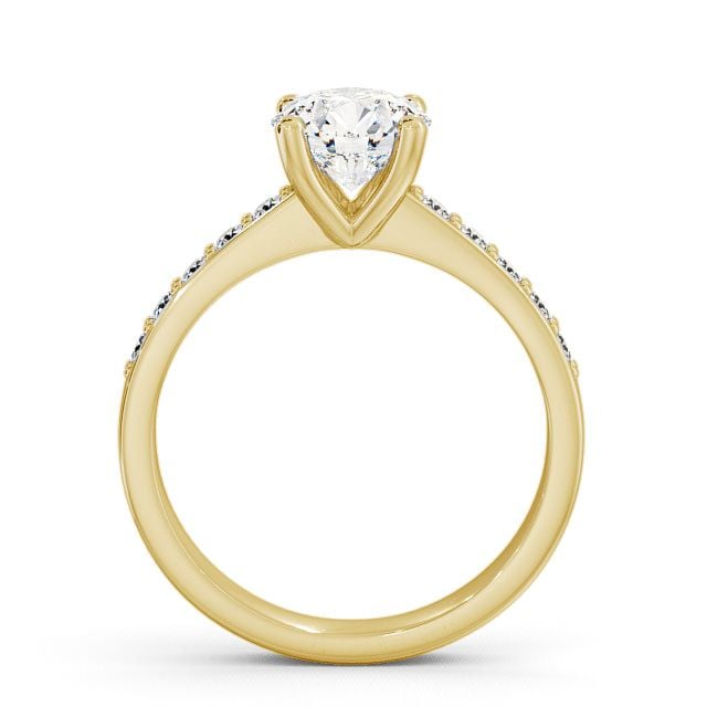 Round Diamond Engagement Ring 18K Yellow Gold Solitaire With Side Stones - Danbury ENRD3S_YG_UP