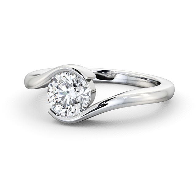 Round Diamond Engagement Ring 9K White Gold Solitaire - Kelby ENRD40_WG_FLAT