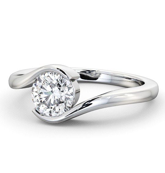 Round Diamond Sweeping Tension Set Engagement Ring 18K White Gold Solitaire ENRD40_WG_THUMB2 
