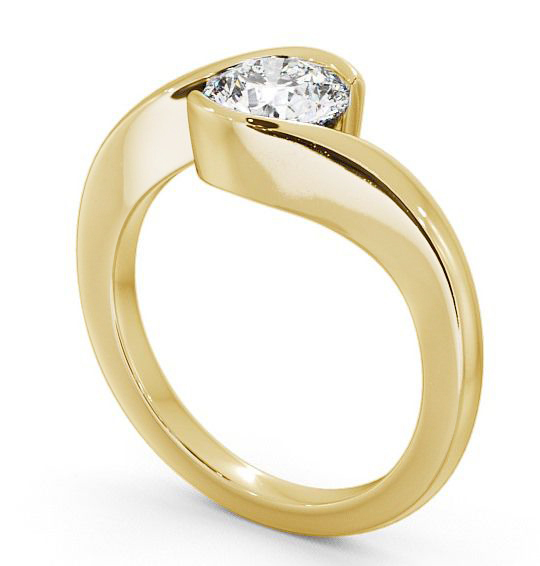 Round Diamond Sweeping Tension Set Engagement Ring 18K Yellow Gold Solitaire ENRD40_YG_THUMB1 