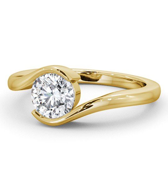 Round Diamond Sweeping Tension Set Engagement Ring 18K Yellow Gold Solitaire ENRD40_YG_THUMB2 
