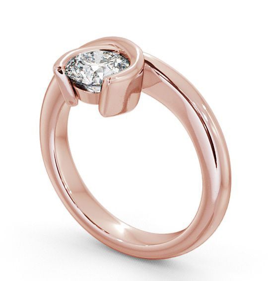 Round Diamond Unique Open Bezel Engagement Ring 18K Rose Gold Solitaire ENRD41_RG_THUMB1