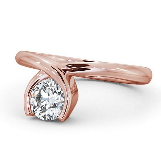 Round Diamond Unique Open Bezel Engagement Ring 18K Rose Gold Solitaire ENRD41_RG_THUMB2 