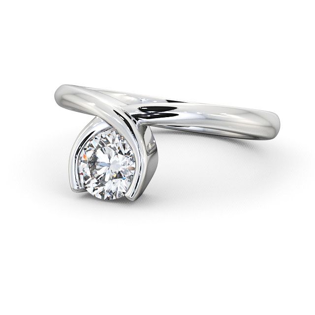 Round Diamond Engagement Ring 18K White Gold Solitaire - Airdrie ENRD41_WG_FLAT