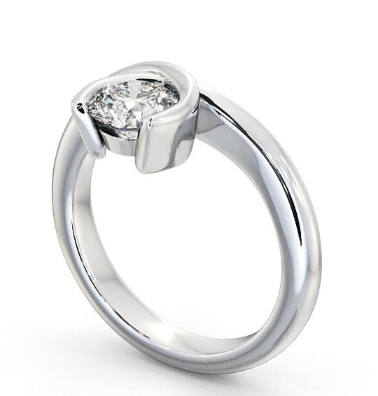 Round Diamond Unique Open Bezel Engagement Ring Platinum Solitaire ENRD41_WG_THUMB1