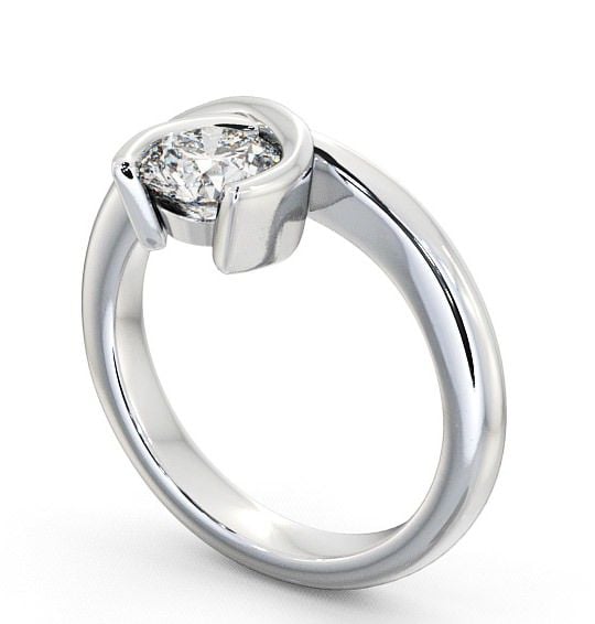 Round Diamond Unique Open Bezel Engagement Ring 18K White Gold Solitaire ENRD41_WG_THUMB1 