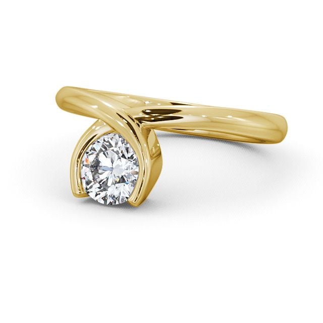 Round Diamond Engagement Ring 18K Yellow Gold Solitaire - Airdrie ENRD41_YG_FLAT