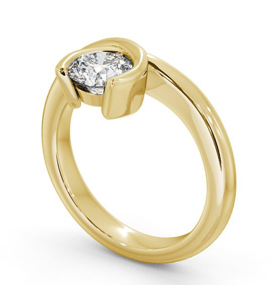 Round Diamond Unique Open Bezel Engagement Ring 18K Yellow Gold Solitaire ENRD41_YG_THUMB1