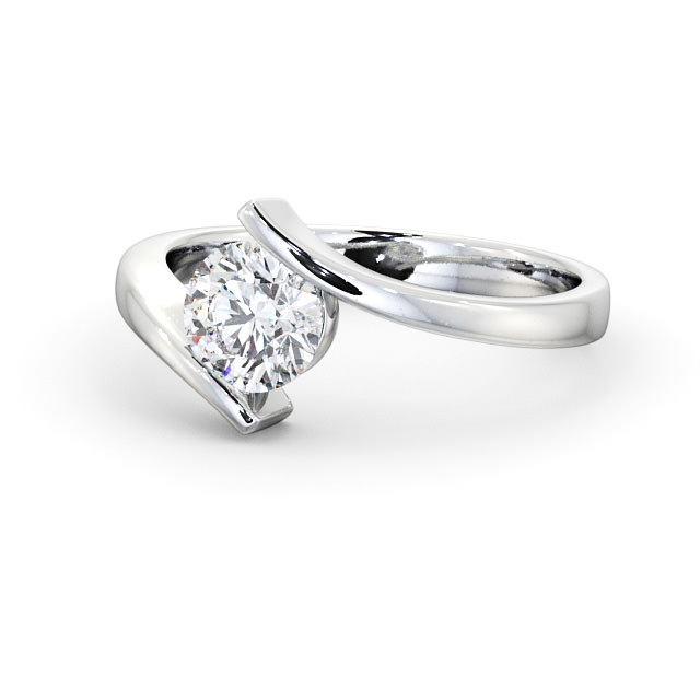 Round Diamond Engagement Ring Palladium Solitaire - Newall ENRD43_WG_FLAT