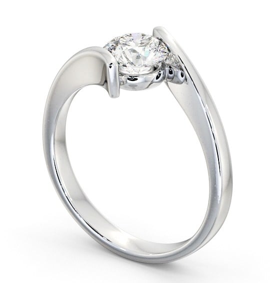 Round Diamond Sweeping Tension Set Engagement Ring 18K White Gold Solitaire ENRD43_WG_THUMB1