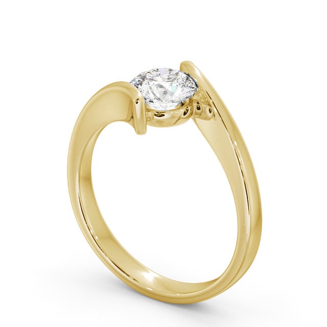 Round Diamond Engagement Ring 18K Yellow Gold Solitaire - Newall ENRD43_YG_SIDE