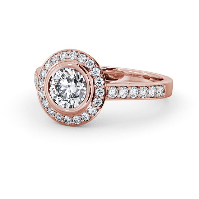 Halo Round Diamond Engagement Ring 18K Rose Gold - Allerby ENRD44_RG_FLAT