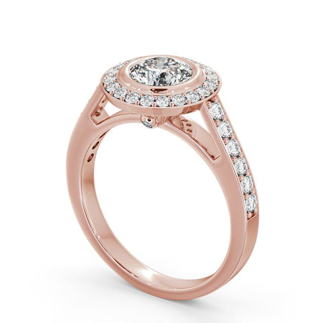 Halo Round Diamond Engagement Ring 18K Rose Gold - Allerby