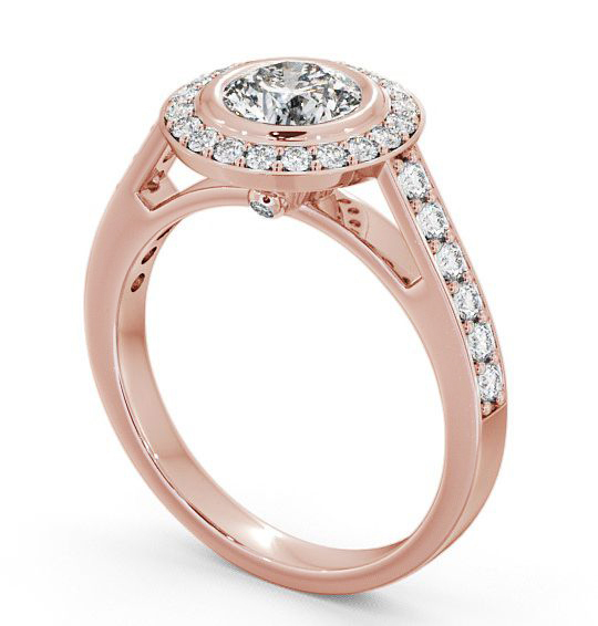 Halo Round Diamond Bezel Set Engagement Ring 9K Rose Gold ENRD44_RG_THUMB1