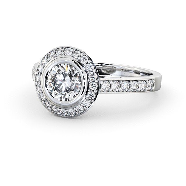 Halo Round Diamond Engagement Ring Platinum - Allerby ENRD44_WG_FLAT