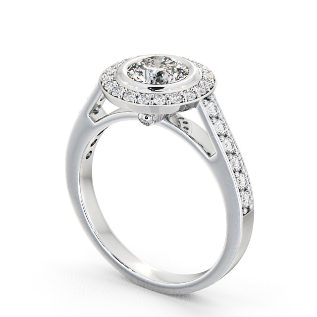 Halo Round Diamond Engagement Ring Platinum - Allerby ENRD44_WG_SIDE