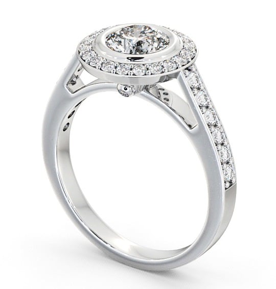 Halo Round Diamond Engagement Ring 9K White Gold - Allerby ENRD44_WG_THUMB1