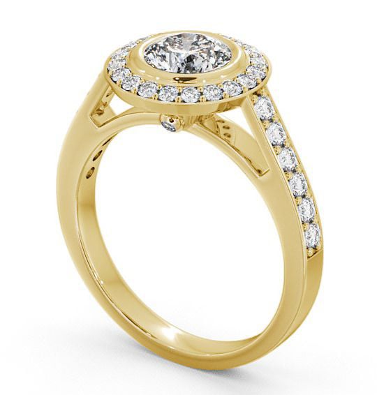 Halo Round Diamond Engagement Ring 18K Yellow Gold - Allerby ENRD44_YG_THUMB1