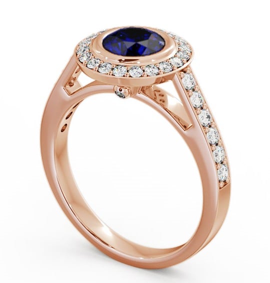 Halo Blue Sapphire and Diamond 1.36ct Ring 9K Rose Gold - Allerby ENRD44GEM_RG_BS_THUMB1