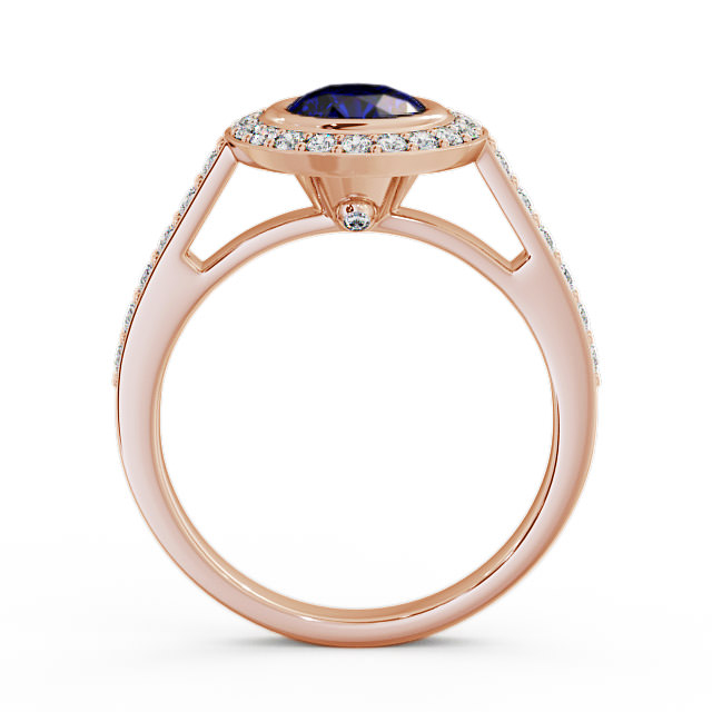 Halo Blue Sapphire and Diamond 1.36ct Ring 9K Rose Gold - Allerby ENRD44GEM_RG_BS_UP