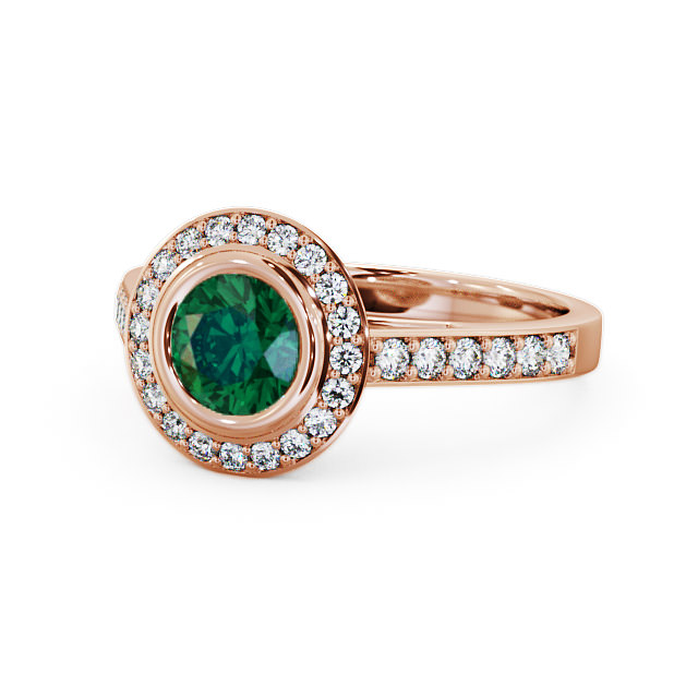 Halo Emerald and Diamond 1.11ct Ring 9K Rose Gold - Allerby ENRD44GEM_RG_EM_FLAT