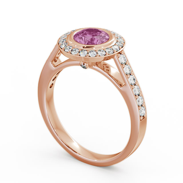 Halo Pink Sapphire and Diamond 1.36ct Ring 18K Rose Gold - Allerby