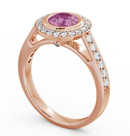 Halo Pink Sapphire and Diamond 1.36ct Ring 9K Rose Gold - Allerby ENRD44GEM_RG_PS_THUMB1