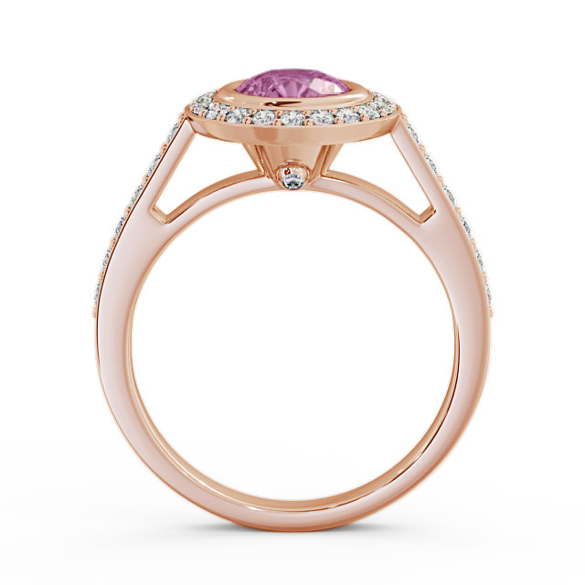 Halo Pink Sapphire and Diamond 1.36ct Ring 9K Rose Gold - Allerby ENRD44GEM_RG_PS_UP