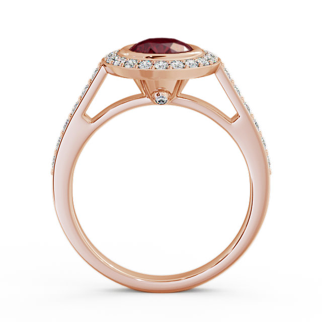 Halo Ruby and Diamond 1.36ct Ring 18K Rose Gold - Allerby ENRD44GEM_RG_RU_UP