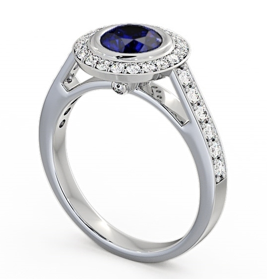 Halo Blue Sapphire and Diamond 1.36ct Ring Platinum - Allerby ENRD44GEM_WG_BS_THUMB1