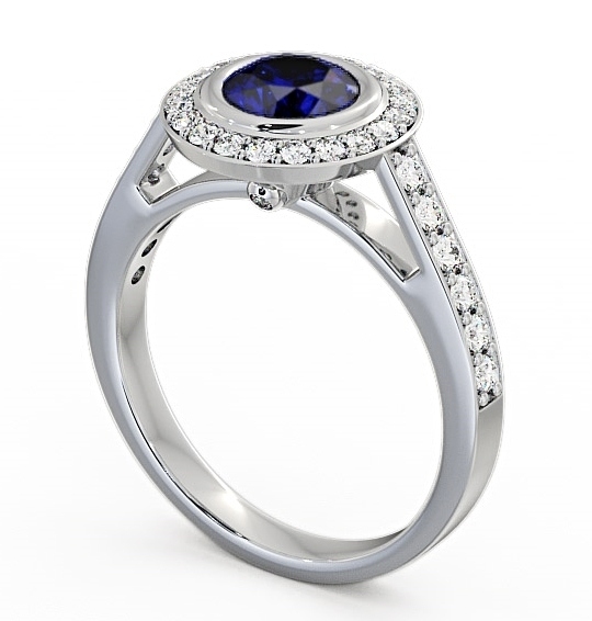 Halo Blue Sapphire and Diamond 1.36ct Ring 18K White Gold ENRD44GEM_WG_BS_THUMB1