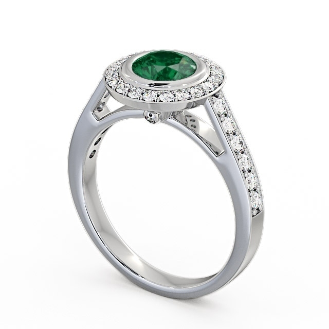 Halo Emerald and Diamond 1.11ct Ring 9K White Gold - Allerby