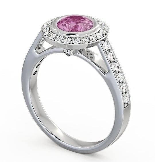 Halo Pink Sapphire and Diamond 1.36ct Ring Palladium - Allerby ENRD44GEM_WG_PS_THUMB1