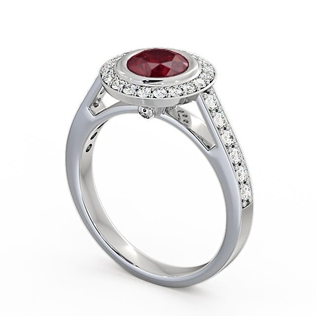 Halo Ruby and Diamond 1.36ct Ring Palladium - Allerby