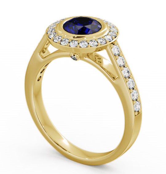 Halo Blue Sapphire and Diamond 1.36ct Ring 18K Yellow Gold ENRD44GEM_YG_BS_THUMB1