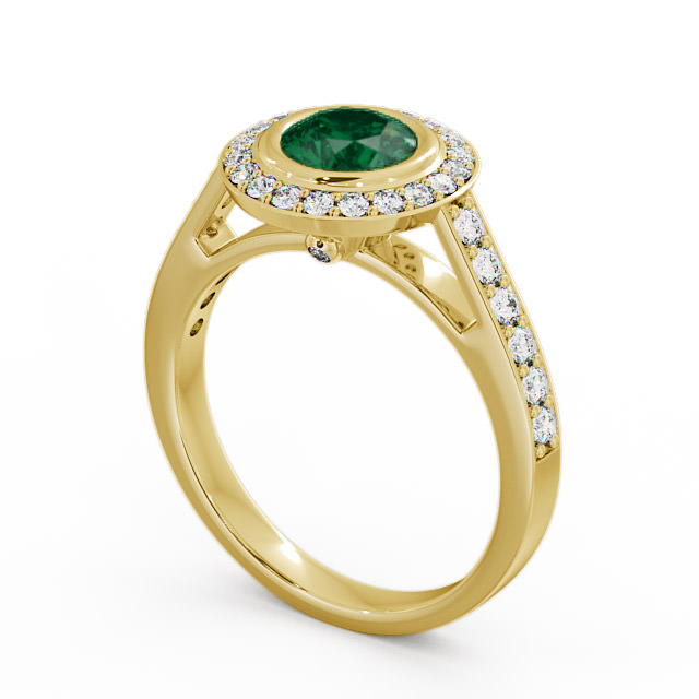 Halo Emerald and Diamond 1.11ct Ring 9K Yellow Gold - Allerby ENRD44GEM_YG_EM_SIDE