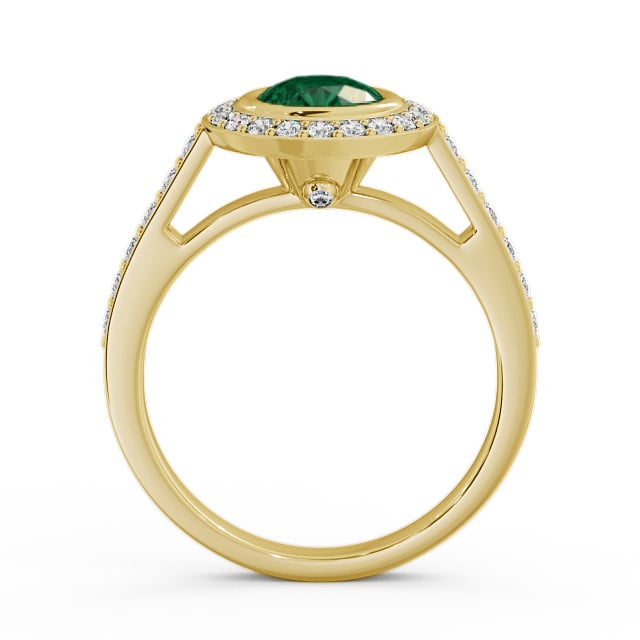Halo Emerald and Diamond 1.11ct Ring 9K Yellow Gold - Allerby ENRD44GEM_YG_EM_UP