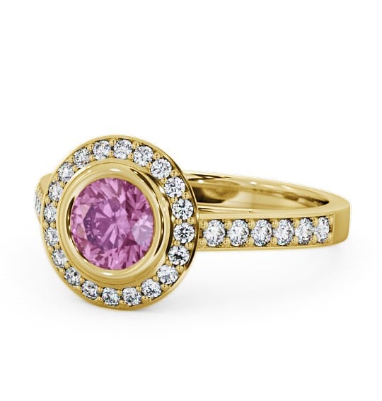  Halo Pink Sapphire and Diamond 1.36ct Ring 9K Yellow Gold - Allerby ENRD44GEM_YG_PS_THUMB2 