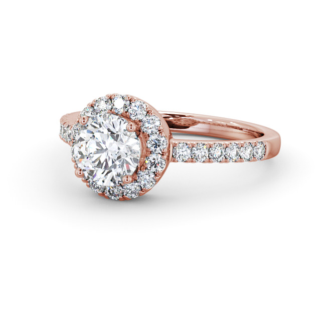 Halo Round Diamond Engagement Ring 18K Rose Gold - Caroe ENRD46_RG_FLAT
