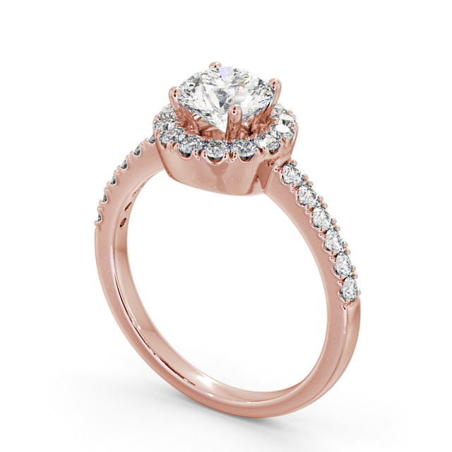 Halo Round Diamond Engagement Ring 18K Rose Gold - Caroe ENRD46_RG_SIDE