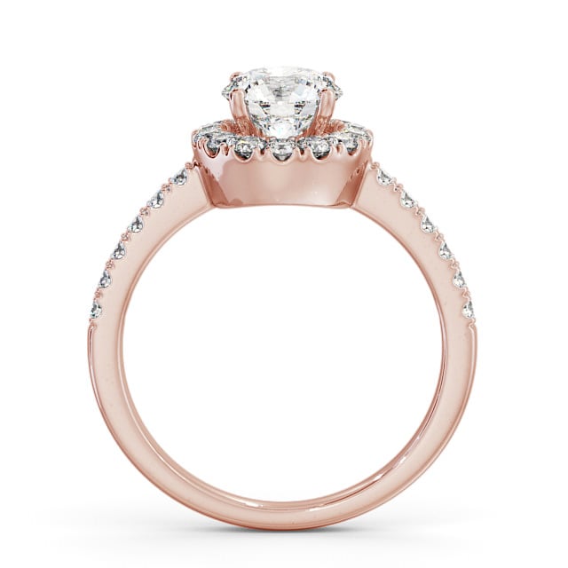 Halo Round Diamond Engagement Ring 9K Rose Gold - Caroe ENRD46_RG_UP