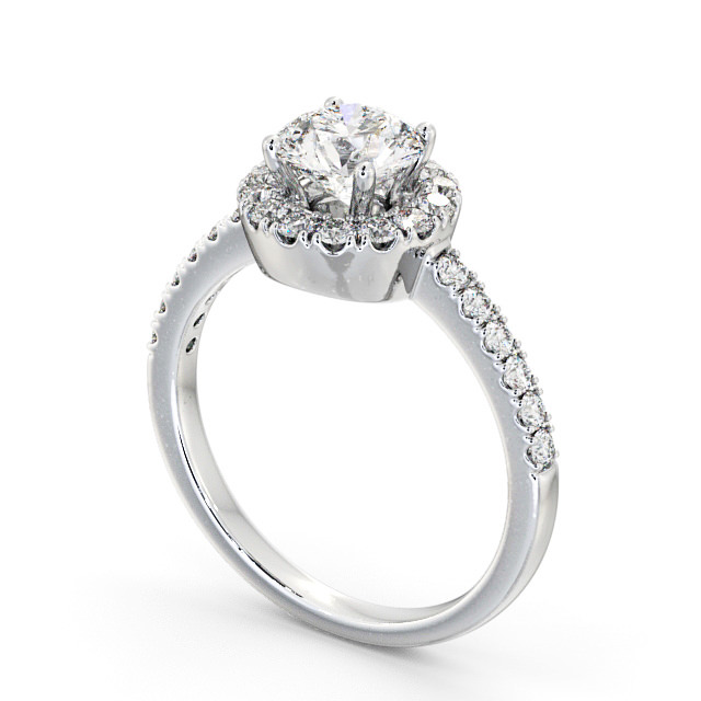 Halo Round Diamond Engagement Ring 18K White Gold - Caroe