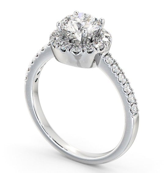 Halo Round Diamond Engagement Ring 9K White Gold - Caroe ENRD46_WG_THUMB1